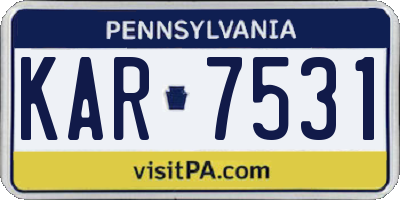 PA license plate KAR7531