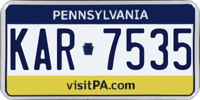 PA license plate KAR7535