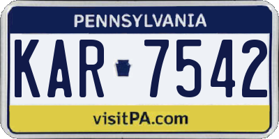 PA license plate KAR7542