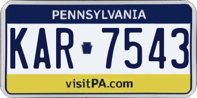 PA license plate KAR7543