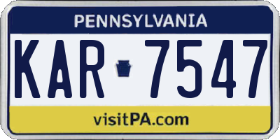 PA license plate KAR7547