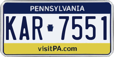 PA license plate KAR7551