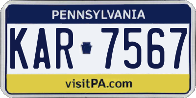 PA license plate KAR7567