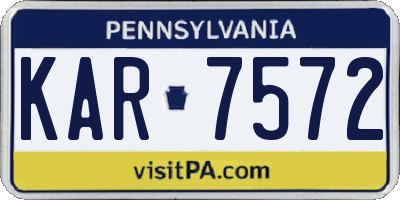 PA license plate KAR7572