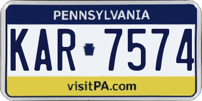 PA license plate KAR7574