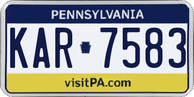 PA license plate KAR7583