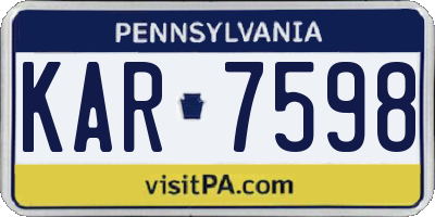 PA license plate KAR7598