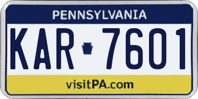 PA license plate KAR7601
