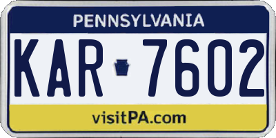 PA license plate KAR7602