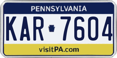 PA license plate KAR7604