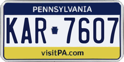 PA license plate KAR7607
