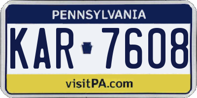 PA license plate KAR7608