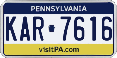 PA license plate KAR7616