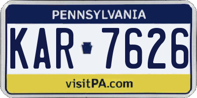 PA license plate KAR7626