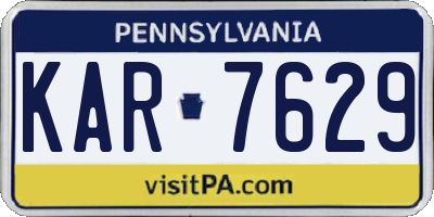 PA license plate KAR7629