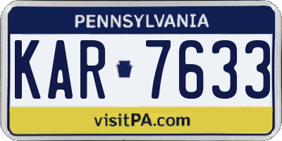 PA license plate KAR7633