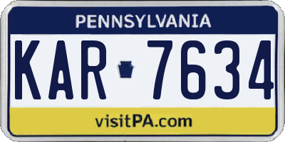 PA license plate KAR7634