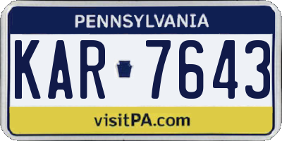 PA license plate KAR7643