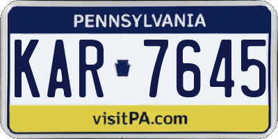 PA license plate KAR7645