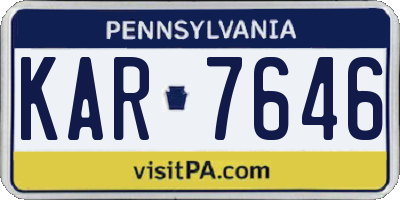 PA license plate KAR7646