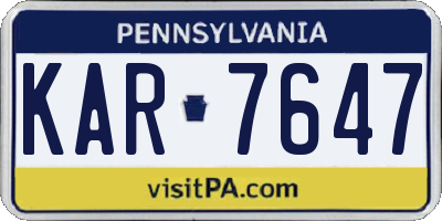 PA license plate KAR7647