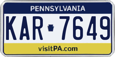 PA license plate KAR7649