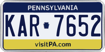 PA license plate KAR7652