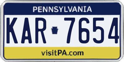 PA license plate KAR7654