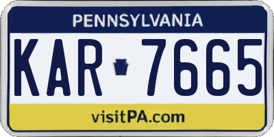 PA license plate KAR7665
