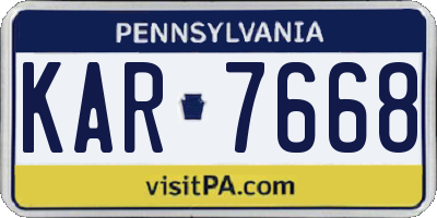 PA license plate KAR7668