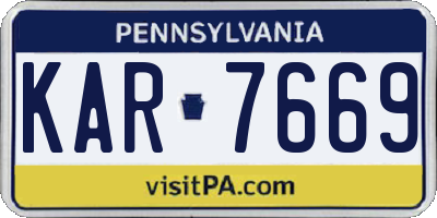 PA license plate KAR7669