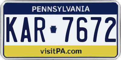 PA license plate KAR7672
