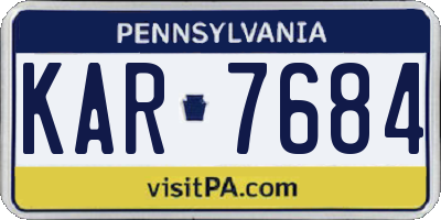 PA license plate KAR7684
