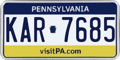 PA license plate KAR7685
