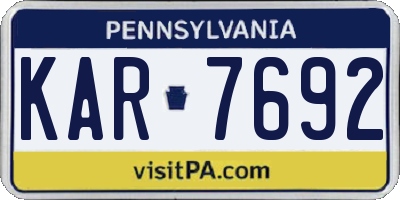 PA license plate KAR7692