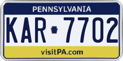 PA license plate KAR7702