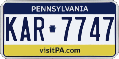 PA license plate KAR7747