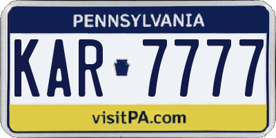 PA license plate KAR7777