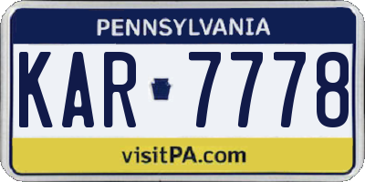 PA license plate KAR7778