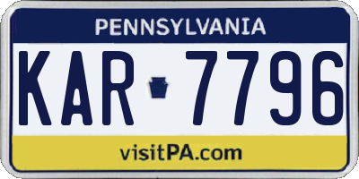 PA license plate KAR7796