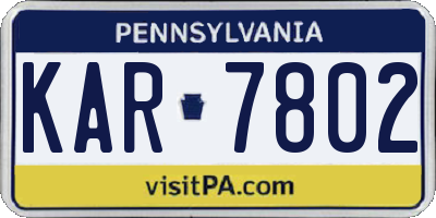 PA license plate KAR7802