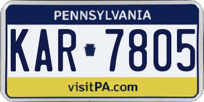 PA license plate KAR7805