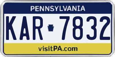 PA license plate KAR7832