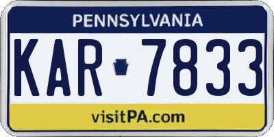 PA license plate KAR7833