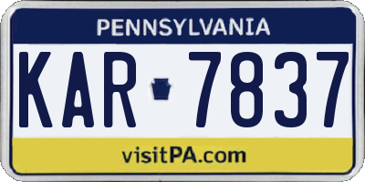 PA license plate KAR7837