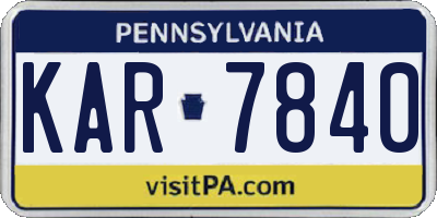 PA license plate KAR7840