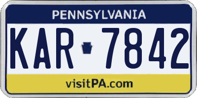 PA license plate KAR7842