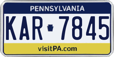 PA license plate KAR7845
