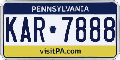 PA license plate KAR7888