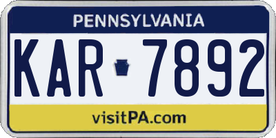 PA license plate KAR7892